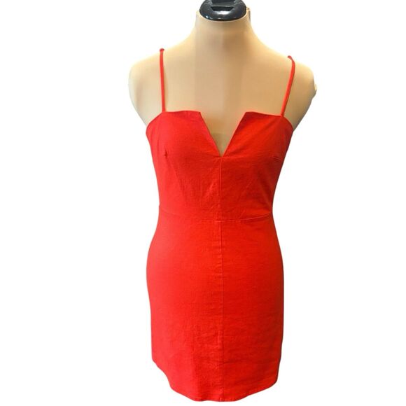 Lovers + Friends Wendy Mini Dress Size S Revolve Red Cocktail Linen Blend Sexy - Picture 2 of 9